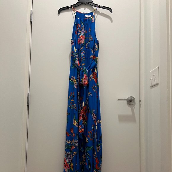Parker Floral-Print Halter Maxi Dress, Size: S, Color: Blue Floral - Picture 2 of 4